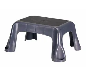 Gray 1-Step Plastic Step Stool with In-Mold Tread