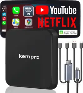 KemPro HDMI Wireless CarPlay Adapter – Watch Fire TV Stick, Nintendo Switch & iPhone on Car Screen 2-in-1 HDMI Video Dongle for OEM Wired CarPlay USB A & C Car Play