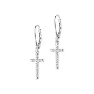 Radiance by Absolute™ Sterling Silver Cubic Zirconia Cross Dangle Earrings