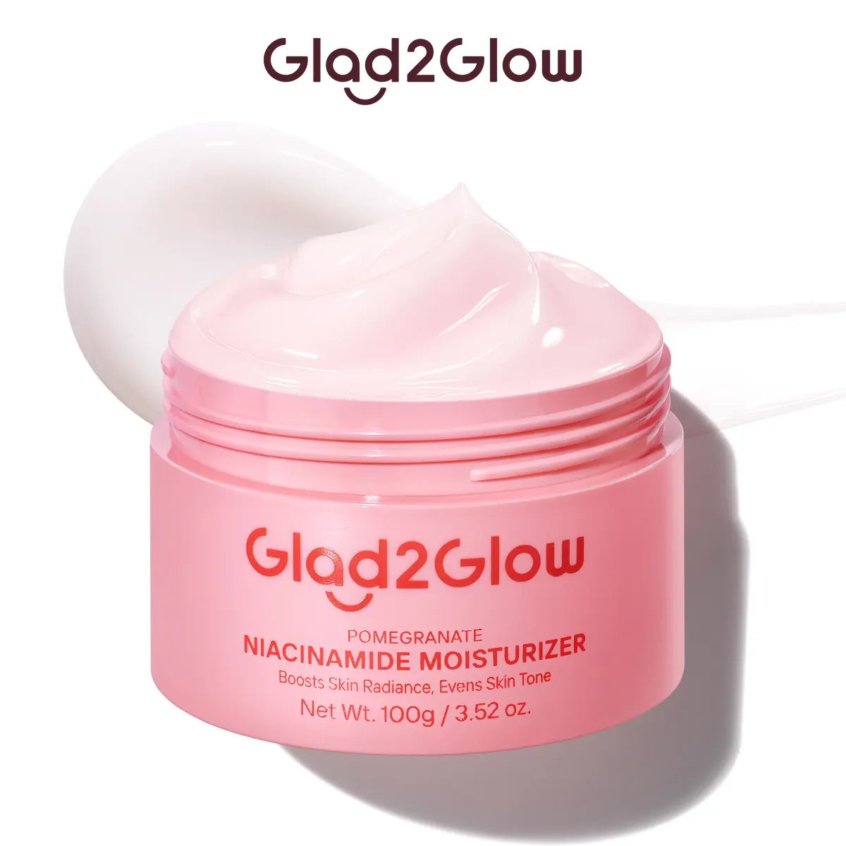 Glad2Glow Pomegranate Niacinamide Brightening Moisturizer - 5% Niacinamide & Pomegranate Extract For Brightening & Calming