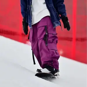 Warm Thickened Ski Pants for Women and Men Violet Skiing Trousers Waterproof American Style Snowboarding Pants
