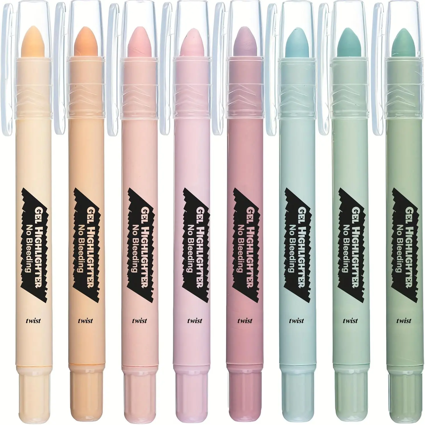 Gel Highlighter Pen, 8 Counts/set No Bleed Through Gel Highlighters, All Paper Safe Highlighters, Gel Highlighter Pen for Journaling, Office Stationery Supplies, Smooth Writing Pens, Aesthetic Pens, Highlighter Marker