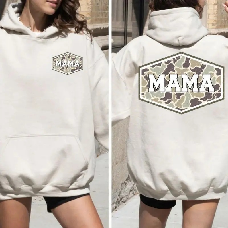 Women's Camouflage Hoodie - Cozy Long Sleeve Fall Winter Mama Pullover, Western Camo Mom Gift | GHINI