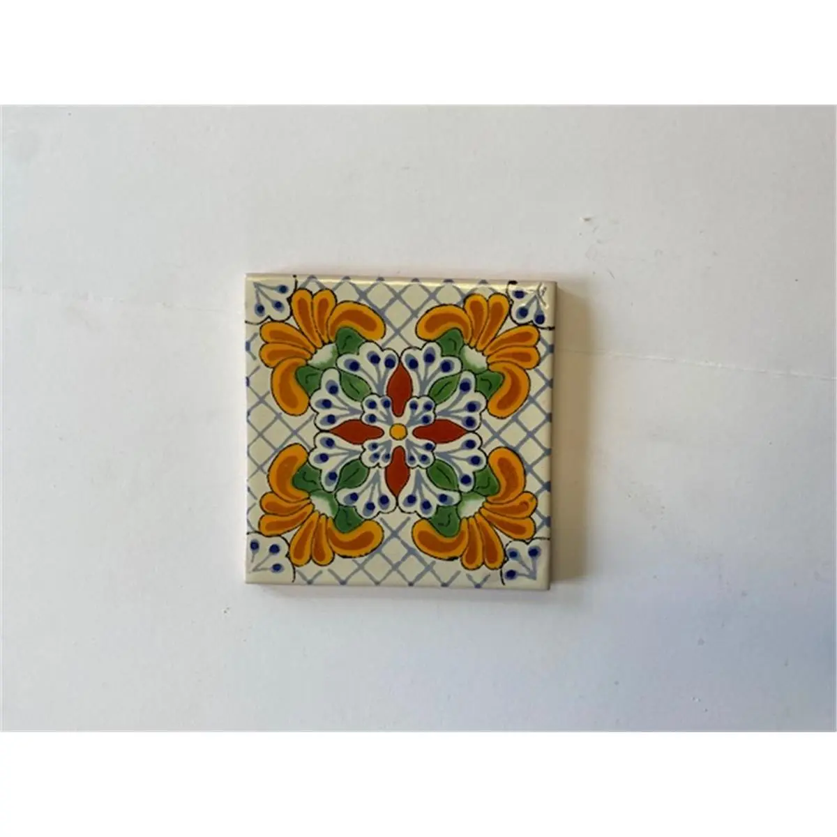 212 MAIN L121 4-Pack Handmade Square 4x4 in. 1/4" Nominal Double-Fired Natural Clay Mexican Decorative Tiles, Color-Boosting, Suitable for Indoor/Outdoor Home Improvement & Building Supplies Use, 4 X 4 In.