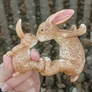 Charming Double Rabbit Easter Sculpture, Perfect Holiday Gift for Easter, Affectionate Interaction Design, Warm Resin Home Decor, Resin Animal Sculptures