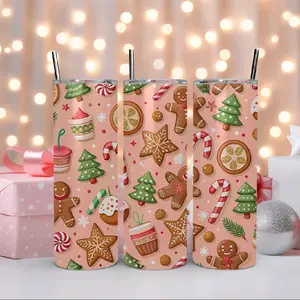 Gingerbread 20oz Skinny Tumbler with Metal Straw and Acrylic Lid - Perfect for Your Drinks - Bottle, Drinkware