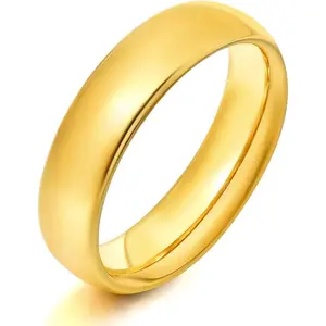 4mm 6mm Stainless Steel Rings Women Men High Polish Plain Dome Silver/Gold Wedding Band Comfort Fit