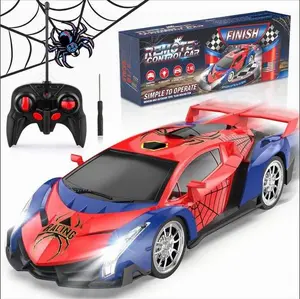 KismeT Shop  Growsland 2024 Spider-Man RC Car 1:18 Scale Electric Racing Toy with LED Lights & Easy Control for Kids Aged 3-9 Perfect Birthday & Holiday Gift