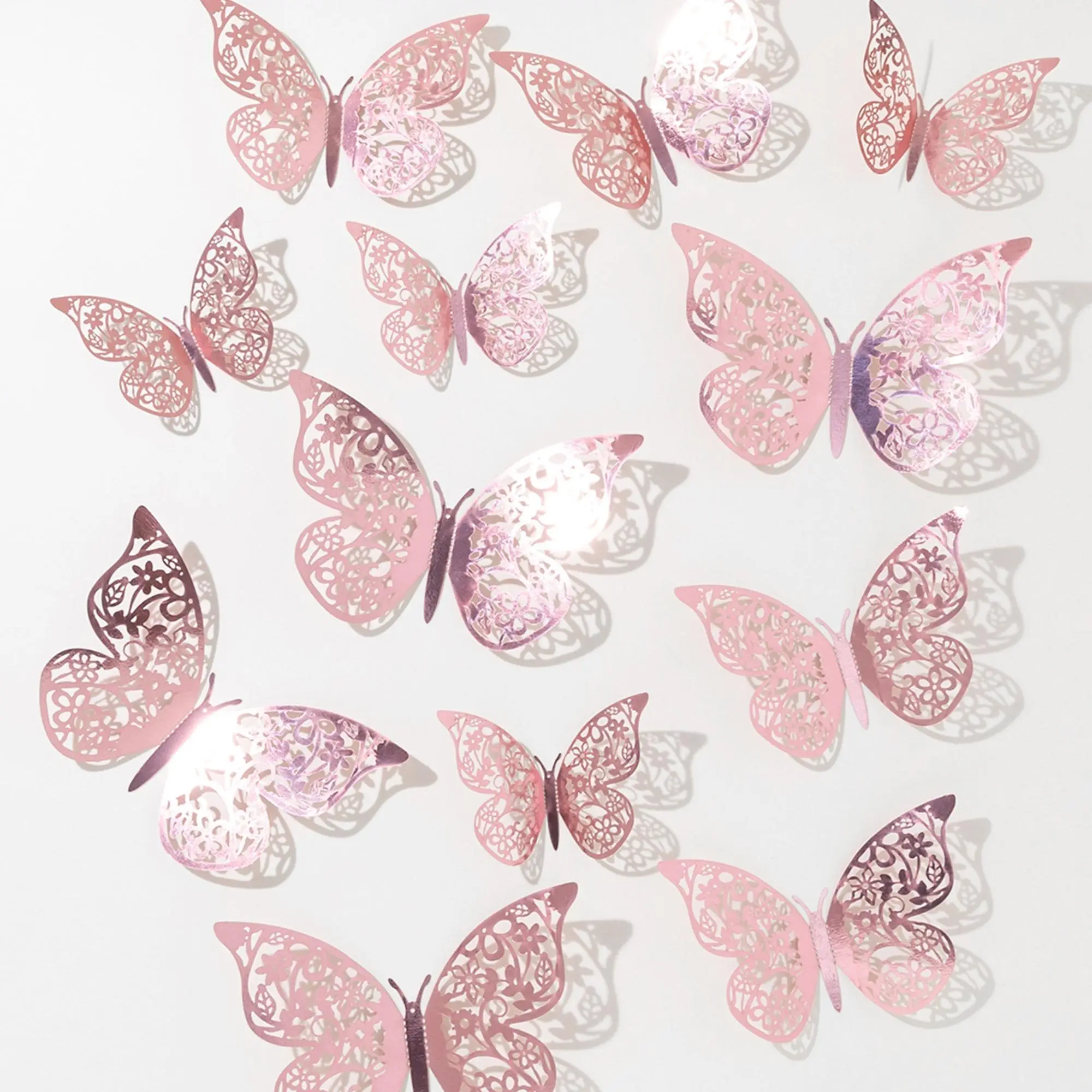 3D Hollow Out Wall Sticker, Creative Butterfly Design Decals, Decorative Paper Paster For Party Cake Home