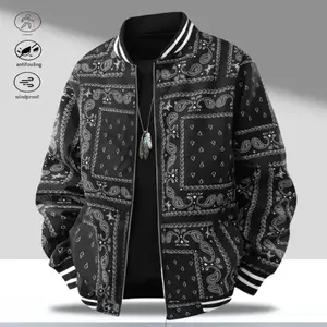 A cashew flower baseball jacket with a stylish and personalized design, featuring a trendy baseball jacket style combined with a unique cashew flower pattern, allowing the wearer to showcase their individuality while staying fashionable. Suitable for youn
