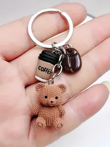 Cute Bear Coffee Bean Keychain Bag Charm, Adorable Accessory for Keys and Bags, Perfect Gift Idea, Stylish and Functional