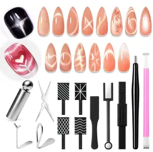 AZUREBEAUTY Cat Eye Magnet Nail Art Tools-14PCS Powerful Cateye Gel Nail Polish Magnet Tools -Heart/French /Black Hole Magnet Sticks, DIY Glassy Cateye Nail Art Effects
