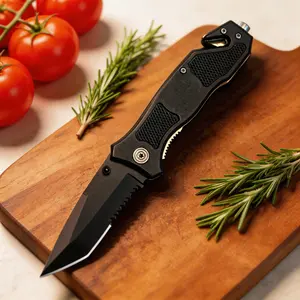 Tactical Black Folding Knife, Camping & Hiking Essential, Perfect Gift for Dad
