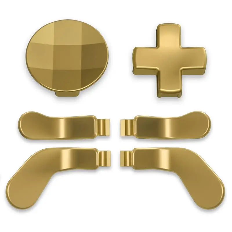 eXtremeRate 6 in 1 Metallic Hero Gold Magnetic Stainless Steel D-pads Replacement Back Paddles for Xbox Elite V1/V2 Controller Direction Keys Back Buttons for Xbox Elite & Elite Series 2 Controller