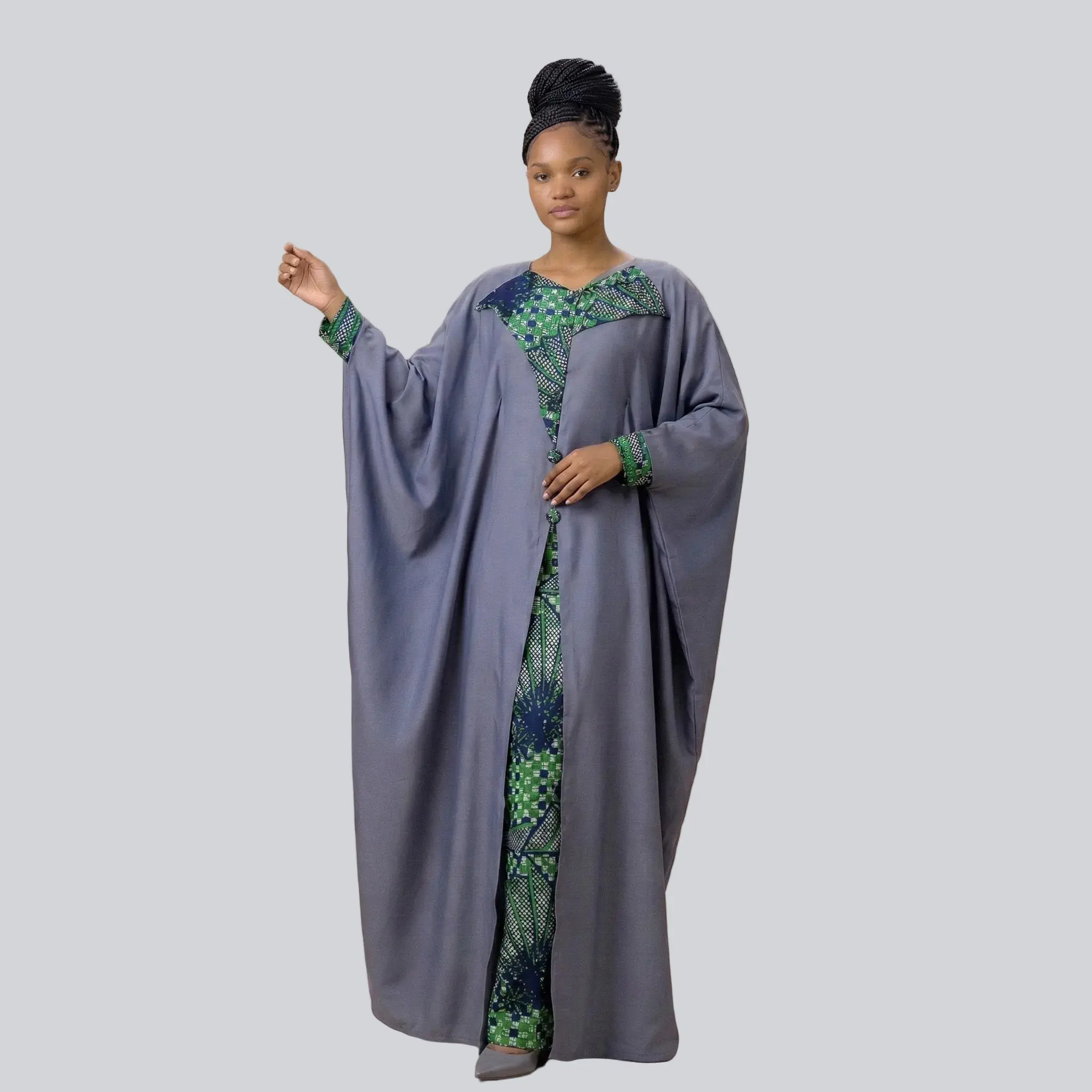 Women's Handcrafted Ankara Print Kaftan - Full Length Modest Maxi Dress with Center Panel, Paneled Flow, for Church, Eid Wear