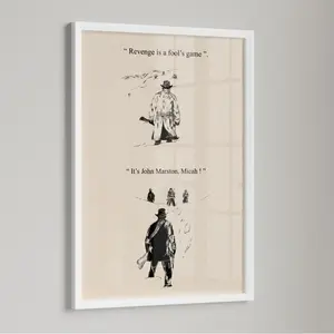 Arthur & John Revenge and Redemption Poster, Red Dead Redemption 2 Minimalist Wall Art, Iconic Outlaw Quotes Print for Gaming Rooms (No Frame)