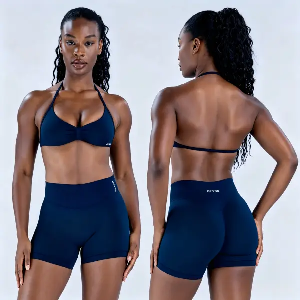 DFYNE Strappy Bra Shorts Set- seamless shaping design, hip-lifting design, women's sports and fitness set, suitable for various occasions such as yoga, fitness, cycling, hiking, running, sports, and outdoor leisure