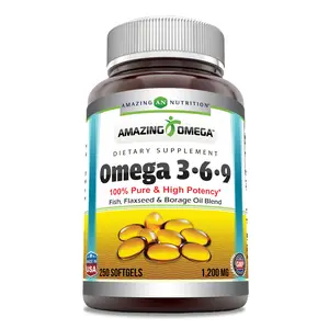 Amazing Omega 3.6.9 Supplement | 1200 Mg | 250 Softgels | Non-GMO | Gluten-Free | Made in USA
