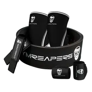 Gymreapers Strength Kit – 10MM Lever Belt, 7MM Knee Sleeves, 18" Wrist Wraps & Padded Lifting Straps Bundle