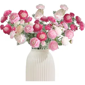 Faux flowers silk peonies pink flowers rose-red silk bouquets 10 pieces 30 fake peonies faux flowers family dining table kitchen wedding party farmhouse decor Flower Arrangements Artificial Flower Arrangements