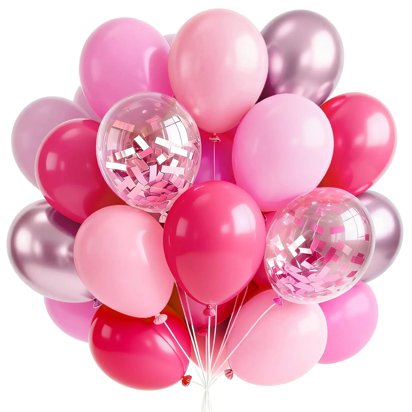 PartyWoo Thick 66pcs 12in Pearl Metallic Pink Latex Balloons - Mauve, Magenta, Fuchsia, Hot Pink, Confetti, Floatable, Balloon Arch, Birthday Theme, Festive for Gender Reveal, Wedding, Princess Party Decor, Balloon Arch Balloons, Birthday Theme Balloons