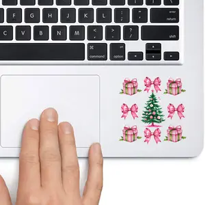 Cute Coquette Pink Bow Christmas Tree Presents Xmas 2x2 inches Cut Out Sticker