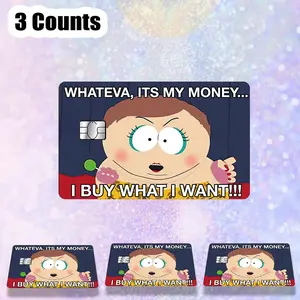 Funny Credit Card Stickers, 3 Counts/set Waterproof Meme Sticker Ultra-thin Waterproof Scratch-resistant Decorative Sticker for Cards Decor