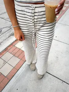 black and cream striped pants