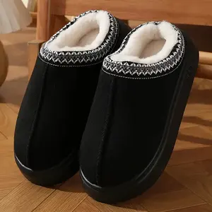 Women & Men Slippers Soft Warm Eva Sole Thick Cushioned Indoor Home Shoes Lace Decor Casual Winter Slipper Suitable for Home Outdoor Hand Washable Unisex Slippers