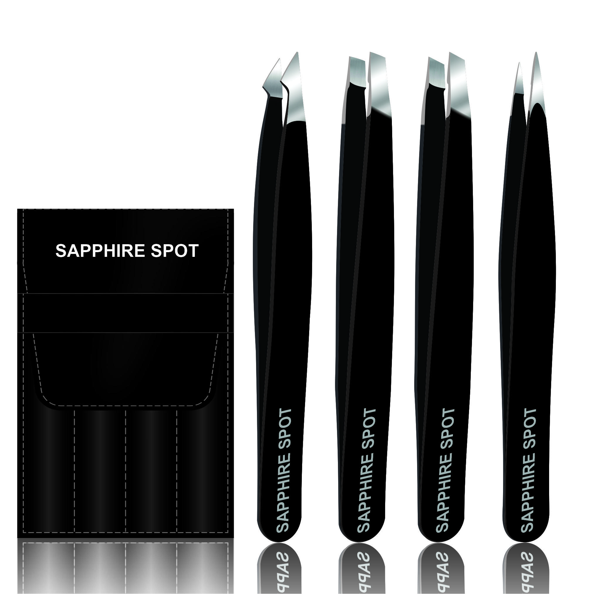 Eyebrow Tweezers - Set of 4 Professional Stainless Steel Tweezers for Facial Hair Removal- Eyebrow Tweezers for Women and Men - Professional eye brow twizzers and trimmer.