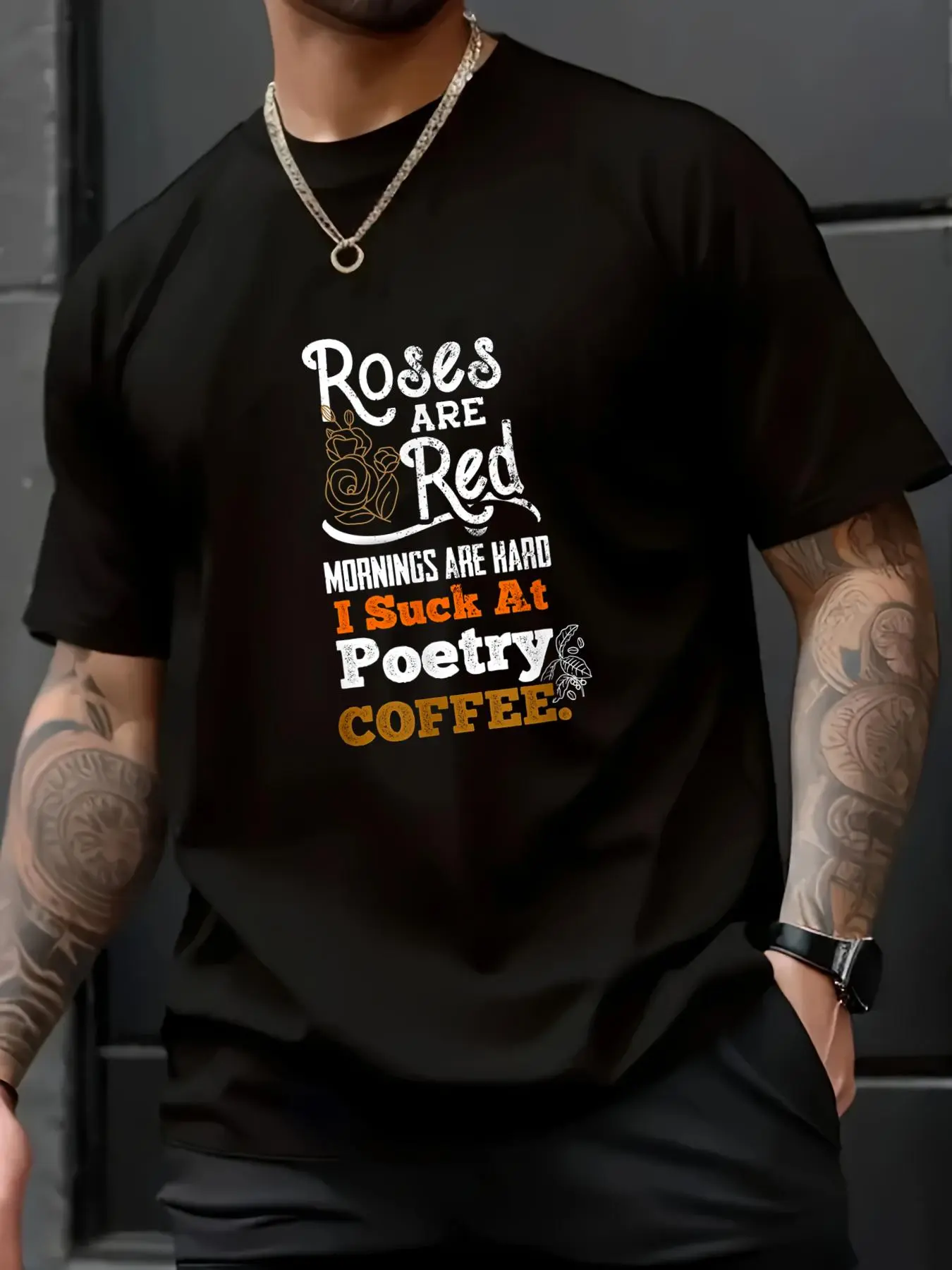 100% Cotton Unisex Coffee Meme Morning Poetry Funny International Coffee Day T-Shirt - 100% Cotton Summer Clothes For Men, Perfect For Daily Wear, Hiking, And Travel