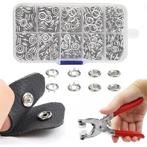 800Pcs Metal Snaps Buttons,Fastener Pliers Press Tool Kit with 200 Sets 3/8 Inch Snaps,Prong Metal Snaps,Stainless Steel Snap Installation Tool for DIY Crafting,Clothing (9.5MM/Silver)