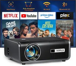 [2000 ANSI & Officially-Licensed APP] 4K Smart Projector with WiFi and Bluetooth, Auto Focus & Keystone, VOPLLS Native 1080P Portable Outdoor Projector, Mini Movie Proyector for Bedroom/Home