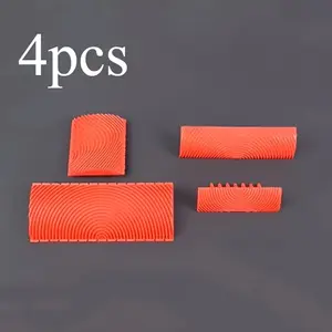 4pcs Wood grain rubber roller brush painting tool for home decoration art relief texture Walls