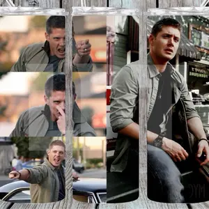 Supernatural Dean Winchester SPN Jensen Ackles EOT 20oz Tumbler Drinkware Cup Bottle Lid Straw Water Bottles Beverage Insulated Perfect Gift