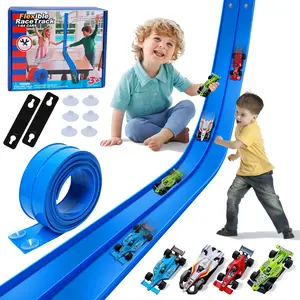 Flexible Racing Track Set – 15ft Roll-Up Track with 4 Mini Speed Cars & Suction Mounts | Portable Indoor Ramp Racing Toy for Kids