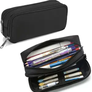 1pc Large-capacity storage bag with zipper closure - Durable black storage bag suitable for pens, pencils, and markers - Spacious internal compartments, ideal for home, school, or workplace use - Simple and professional design, stylish storage solution