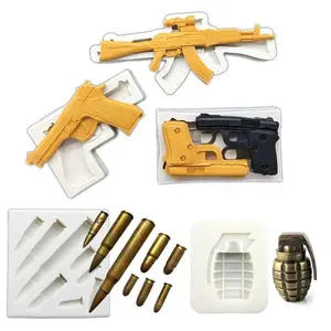 Gun Pistol Hand Grenade Bullet Silicone Mold Sugarcraft Cupcake Chocolate Baking Mold Fondant Cake Decorating Tools