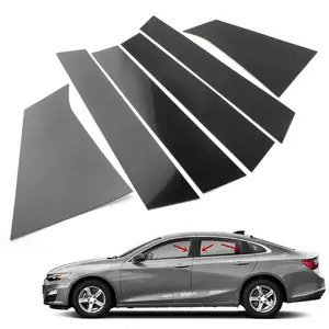 For Chevrolet Malibu 2016-2023, 6Pcs Gloss Black Car Door Trim Pillar Post Cover Decorative Sticker Car Decals Vehicle Exterior Decoration