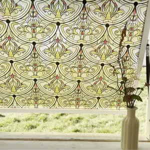 3D Stained Glass Window Film, Decorative Window Privacy Film for Bathroom,Front Door,Home, Sun Blocking Heat Control,Static Cling, Tanzanite 23.6inch x 35.4inch