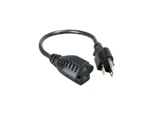 Nippon Labs 16 AWG Power Cord Extension, NEMA5-15P/5-15R, SJT 13A 125V, 1 ft. Black Power Cable