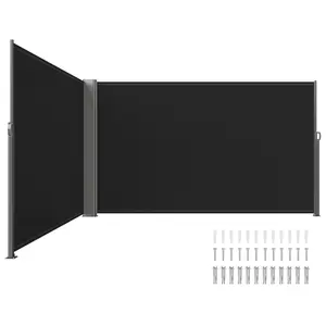 VEVOR Retractable Side Awning,  71''x 236'' Aluminum Outdoor Privacy Screen, 280g Polyester Water-proof Retractable Patio Screen, UV 30+ Room Divider Wind Screen for Patio, Backyard, Balcony, Black