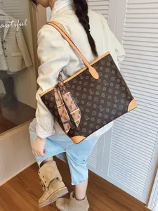 Elegant Women's Large Capacity Shoulder Bag, Fashionable Versatile Classic Design, New 2026 Old Flower Pattern Handbag