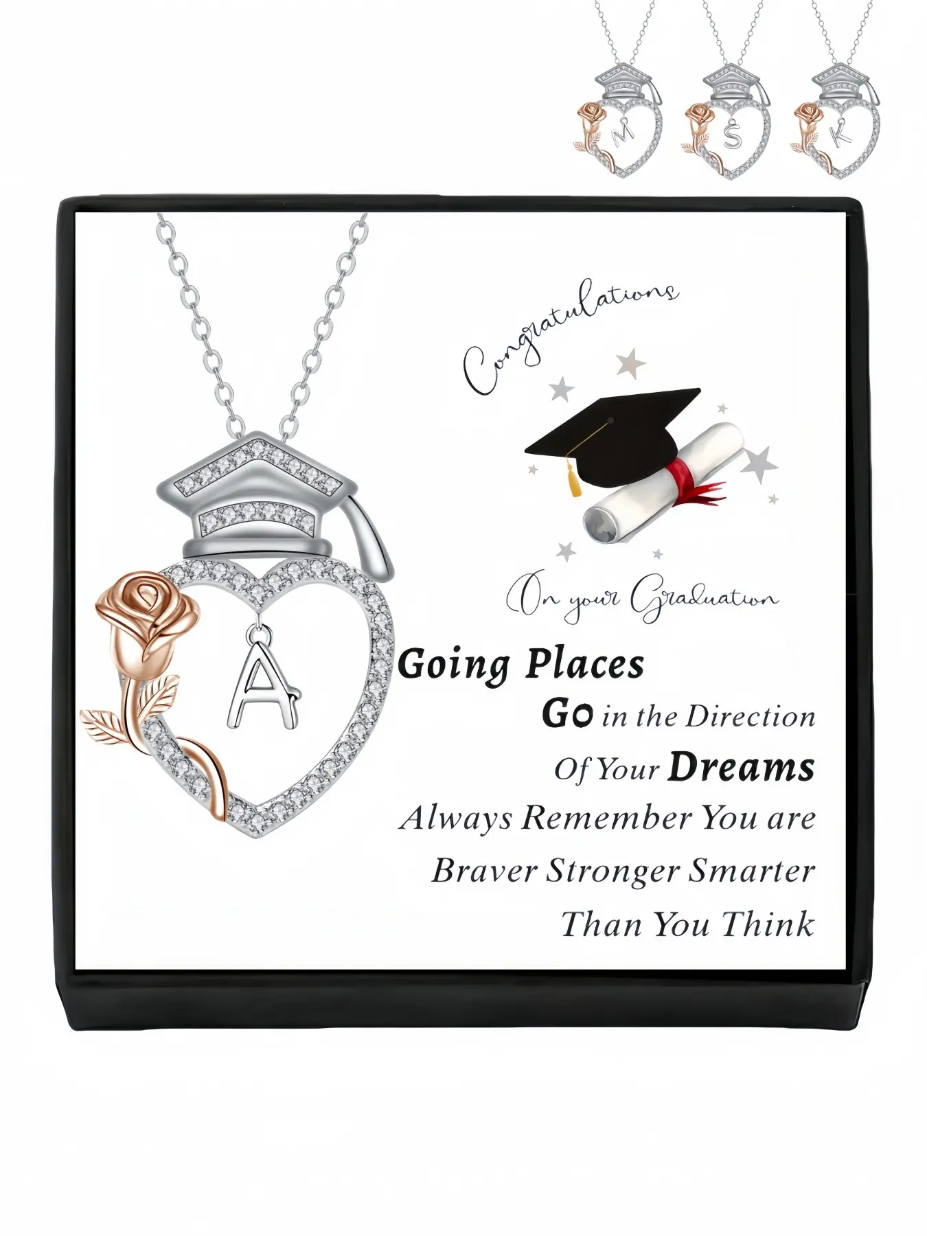Graduation Coronation personalized graduation doctoral cap necklace, Diamond initials necklaces with 26 letters, birthstone full of diamonds, Adjustable Pendant, ideal for women, Exquisite jewelry gift, a gift for graduation season