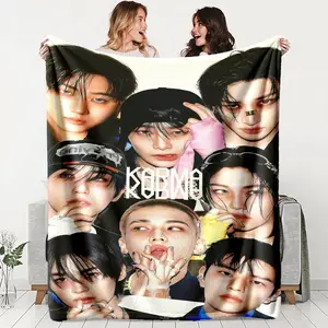 Trendy Idol Theme Flannel Blanket, All Season Blanket, Soft Lightweight Warm, Four Seasons Use, Perfect for Bed Sofa Office Travel Gift