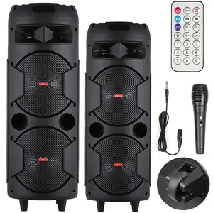 Portable Bluetooth Speaker Dual 8‘’/Dual 6.5‘’ Subwoofer Heavy Bass Sound With Microphone & Reomte FM AUX Audio Rechargeable