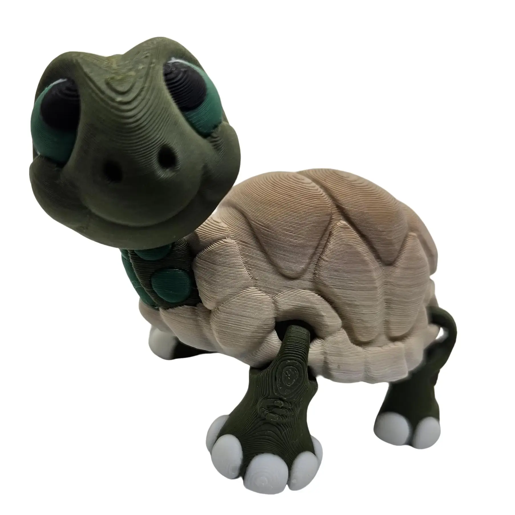 Articulated Tony the Tortoise Fidget Toy, 3D Printed PLA Plastic Eco-Friendly Turtle with 360-Degree Rotating Head, Keychain & Magnet Option, 2-Tone Green-Brown Gradient Shell, Desk Accessories, Unique Gifts