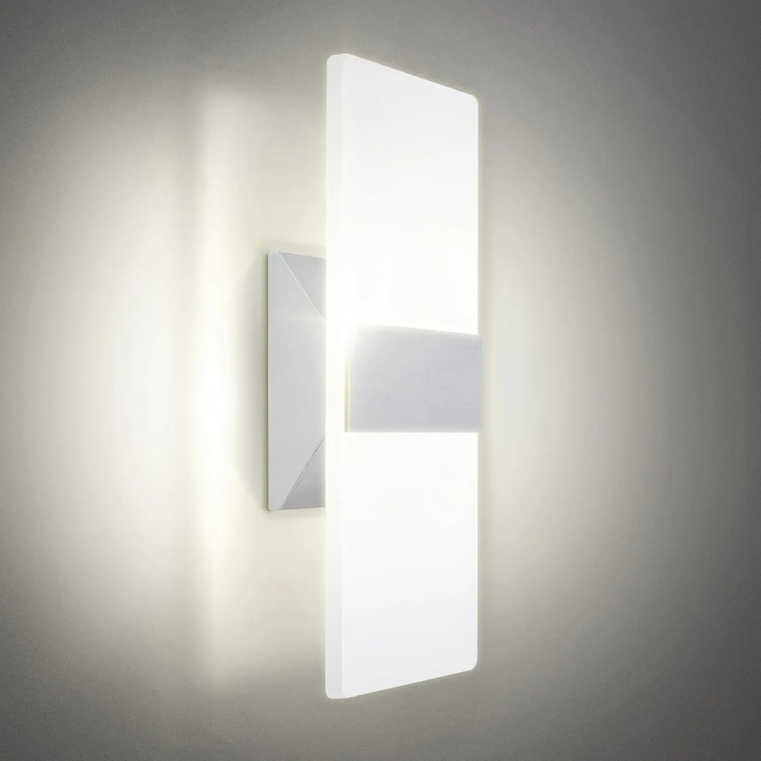 12 Inch Indoor LED Wall Sconce - 12W 2700K-5000K Dimmable Brushed Nickel Wall Sconce Lights for Living Room, Bedroom, Bathroom, Hallway - Modern Wall Sconces Hardwired, UL Interior Light