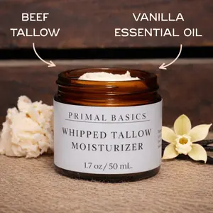 100% Grass Fed Grass Finished Whipped Vanilla Beef Tallow Moisturizer 1.7 oz