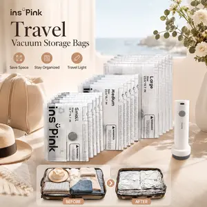 9/15 Pack Electric Pump Vacuum-Sealed Storage Bags for Travel, Space Saving Organizer, Portable Personal Organizer for Clothes, Luggage & Closet, Removable Washable Resealable Bags (Memorial Day Sale Deals, Summervibes)